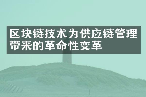 区块链技术为供应链管理带来的革命性变革