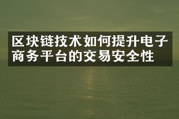 区块链技术如何提升电子商务平台的交易安全性