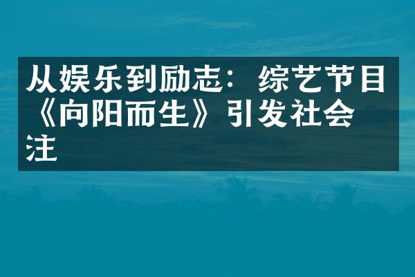 从娱乐到励志：综艺节目《向阳而生》引发社会关注