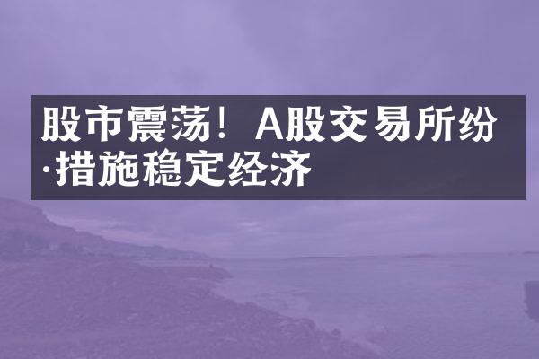 股市震荡！A股交易所纷纷措施稳定经济