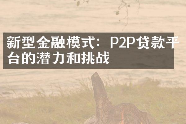 新型金融模式：P2P贷款平台的潜力和挑战