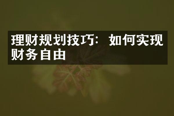 理财规划技巧：如何实现财务自由