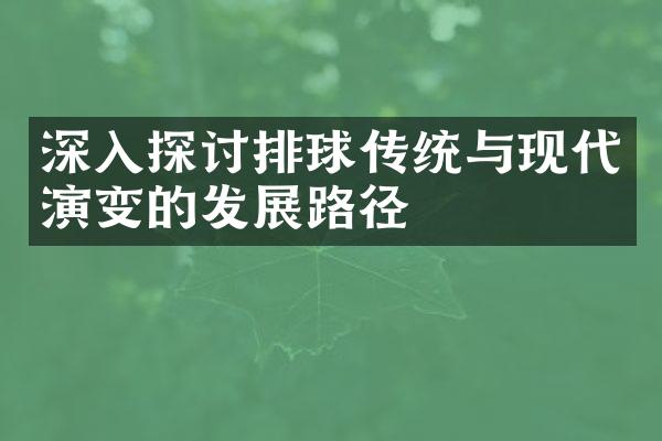 深入探讨排球传统与现代演变的发展路径