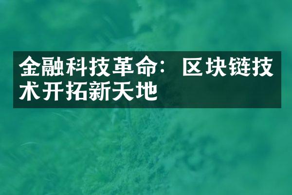 金融科技革命：区块链技术开拓新天地