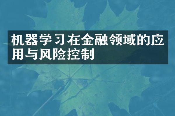 机器学习在金融领域的应用与风险控制