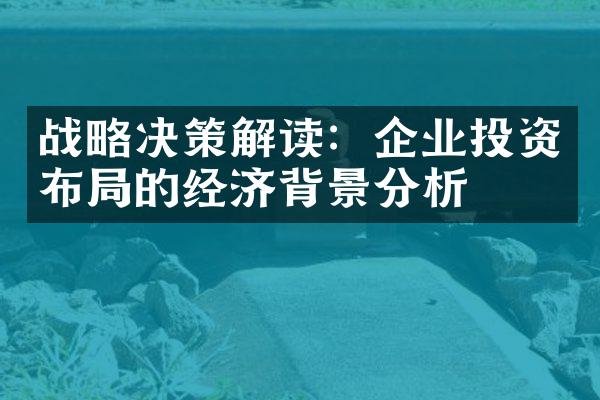 战略决策解读：企业投资布局的经济背景分析