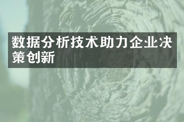 数据分析技术助力企业决策创新