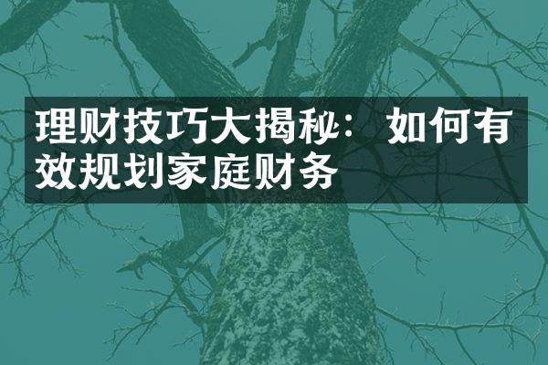 理财技巧大揭秘：如何有效规划家庭财务