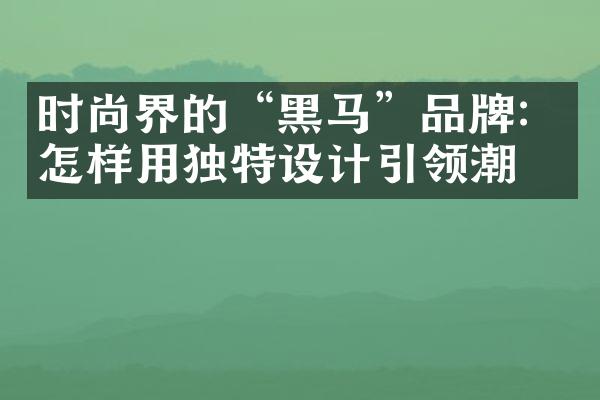 时尚界的“黑马”品牌：怎样用独特设计引领潮流