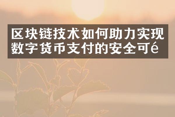 区块链技术如何助力实现数字货币支付的安全可靠