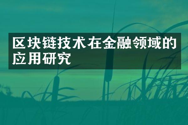 区块链技术在金融领域的应用研究