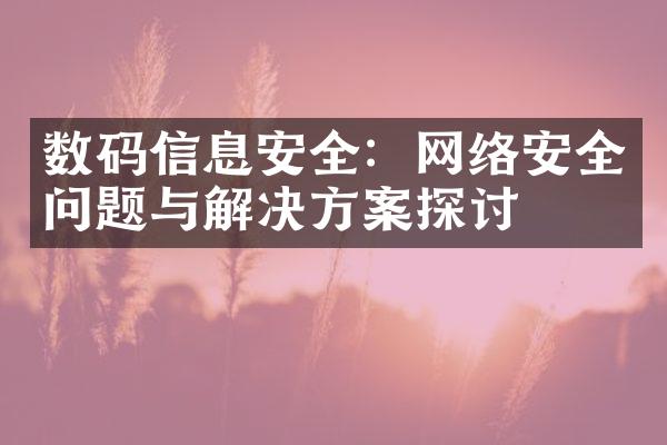 数码信息安全：网络安全问题与解决方案探讨