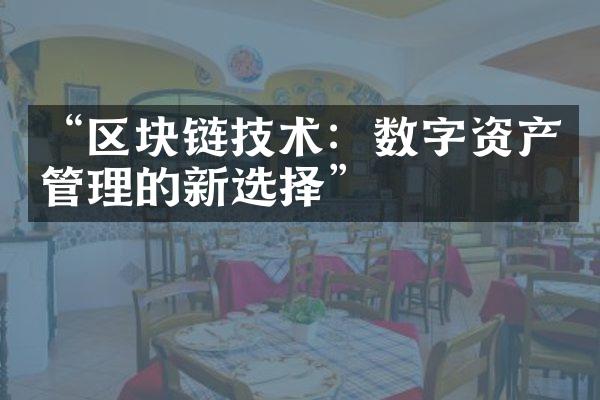 “区块链技术：数字资产管理的新选择”