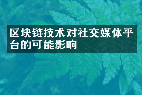 区块链技术对社交媒体平台的可能影响