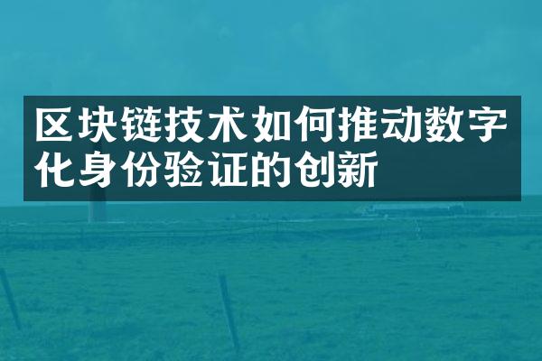 区块链技术如何推动数字化身份验证的创新