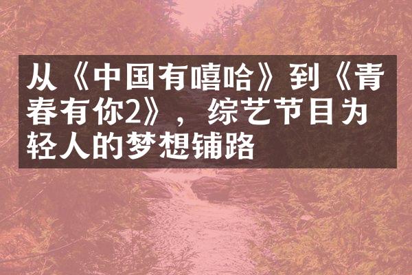 从《中国有嘻哈》到《青春有你2》，综艺节目为年轻人的梦想铺路