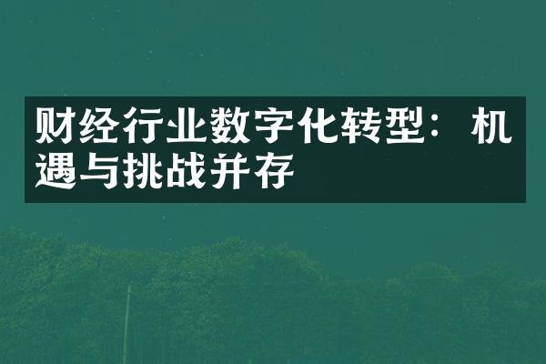 财经行业数字化转型：机遇与挑战并存