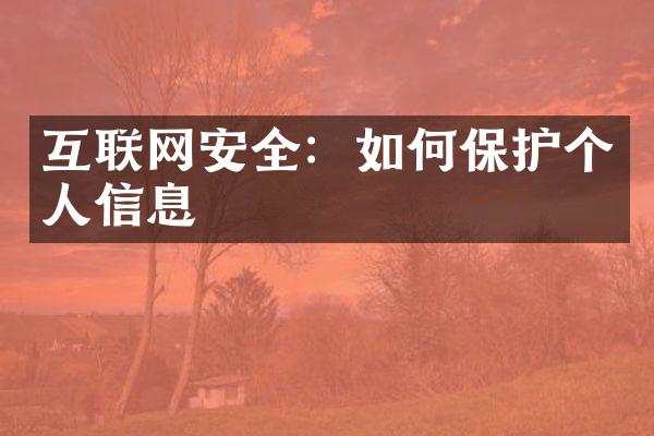 互联网安全：如何保护个人信息