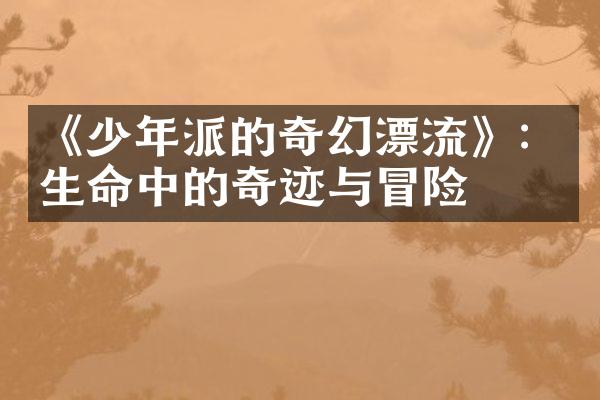 《少年派的奇幻漂流》：生命中的奇迹与冒险