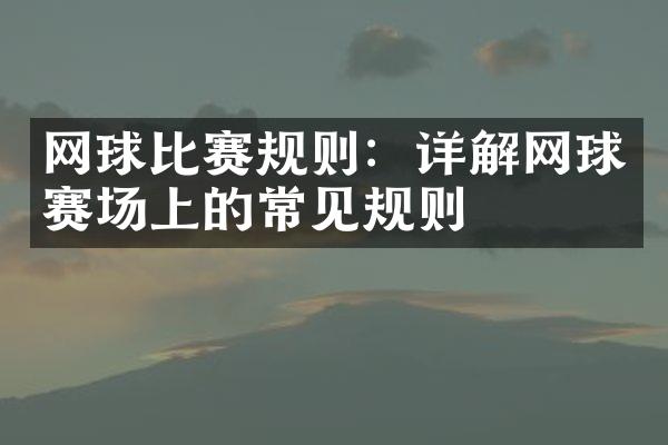 网球比赛规则：详解网球赛场上的常见规则