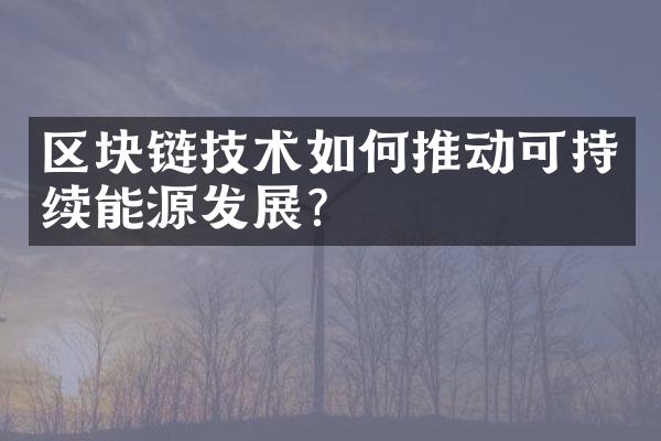 区块链技术如何推动可持续能源发展？