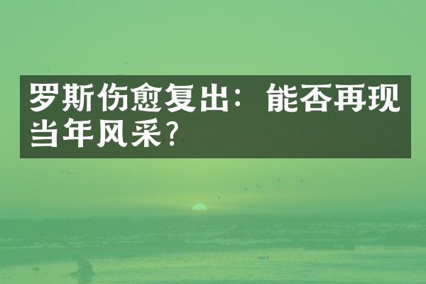 罗斯伤愈复出：能否再现当年风采？