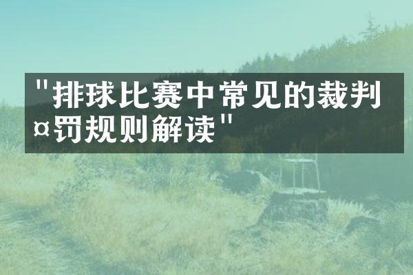 "排球比赛中常见的裁判判罚规则解读"