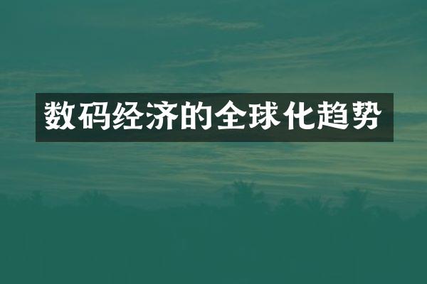 数码经济的全球化趋势