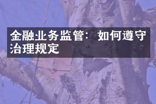 金融业务监管：如何遵守治理规定