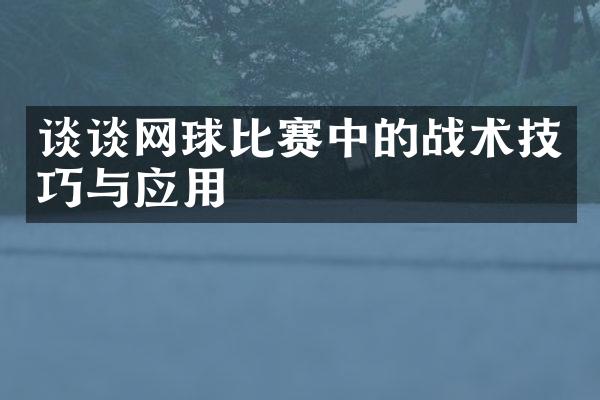 谈谈网球比赛中的战术技巧与应用