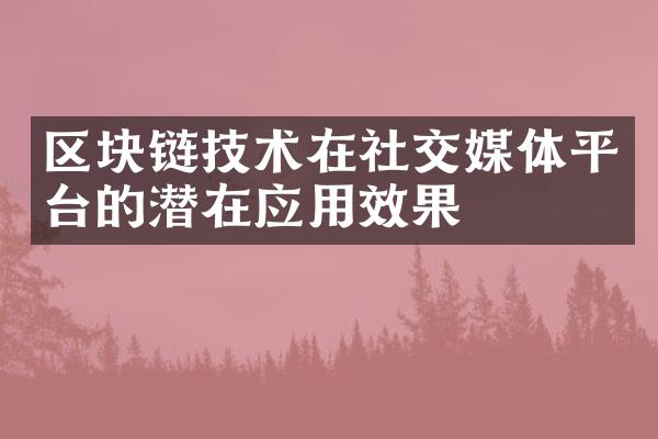 区块链技术在社交媒体平台的潜在应用效果