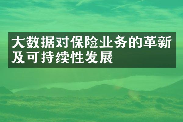 大数据对保险业务的革新及可持续性发展