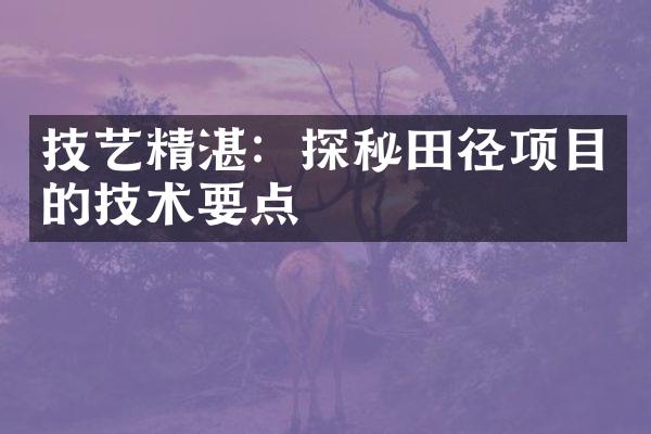 技艺精湛：探秘田径项目的技术要点