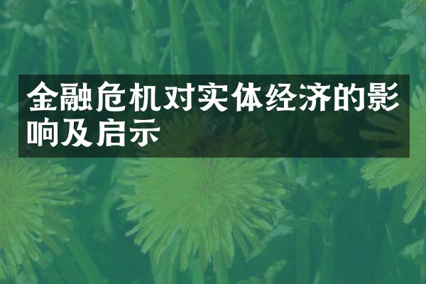 金融危机对实体经济的影响及启示