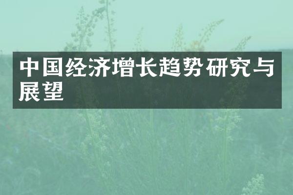 中国经济增长趋势研究与展望