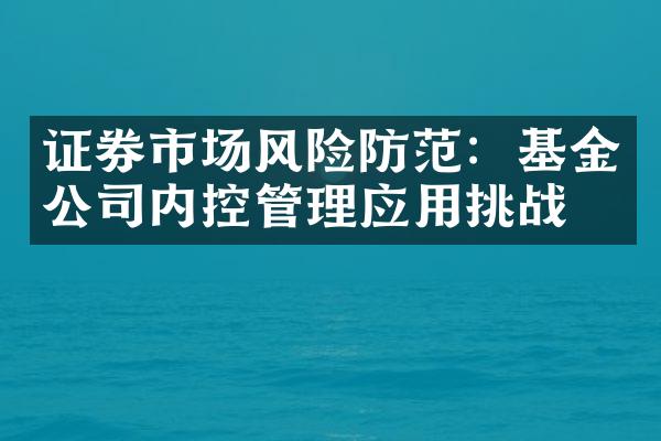 证券市场风险防范：基金公司内控管理应用挑战