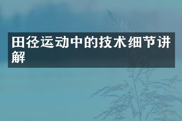 田径运动中的技术细节讲解