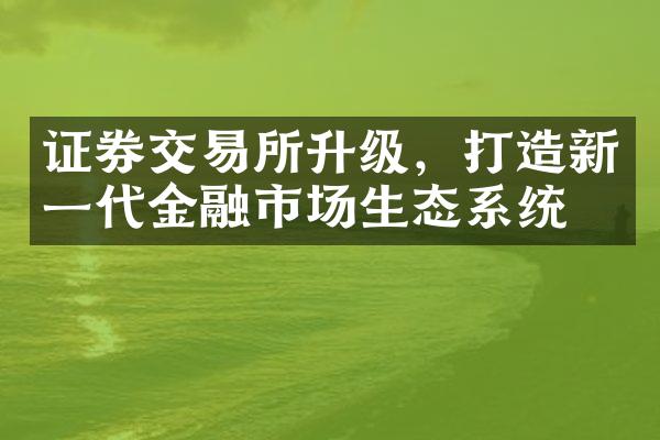 证券交易所升级，打造新一代金融市场生态系统