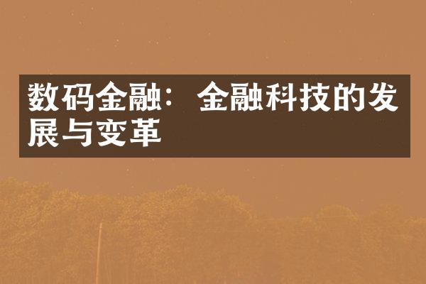 数码金融：金融科技的发展与变革