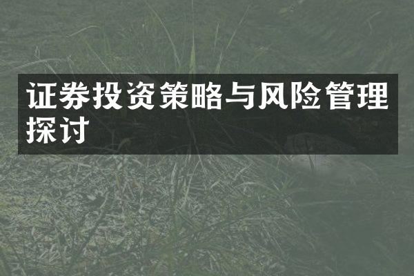 证券投资策略与风险管理探讨