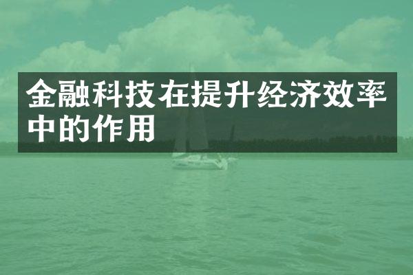 金融科技在提升经济效率中的作用