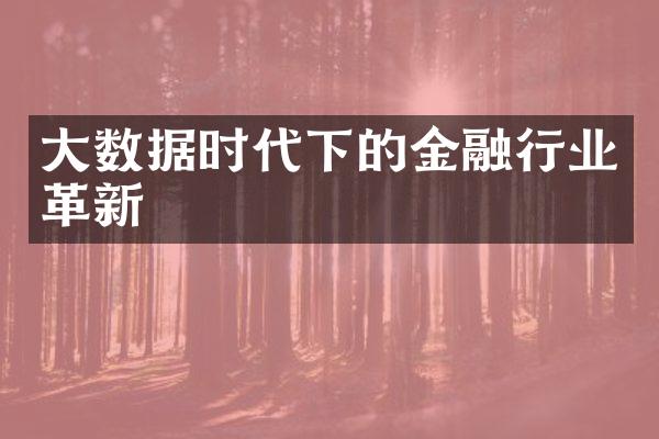 大数据时代下的金融行业革新