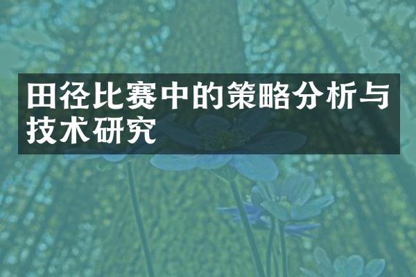 田径比赛中的策略分析与技术研究