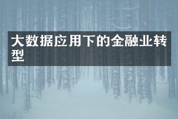 大数据应用下的金融业转型