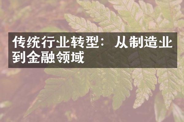 传统行业转型：从制造业到金融领域