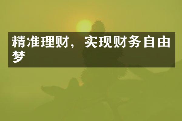 精准理财，实现财务自由梦