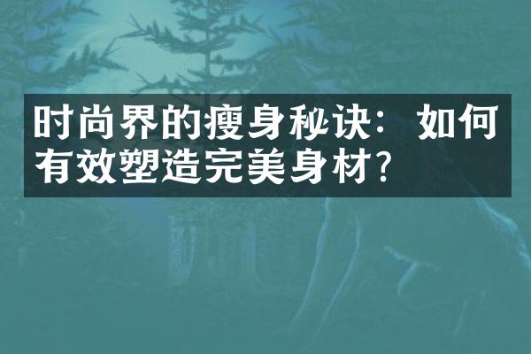 时尚界的瘦身秘诀：如何有效塑造完美身材？