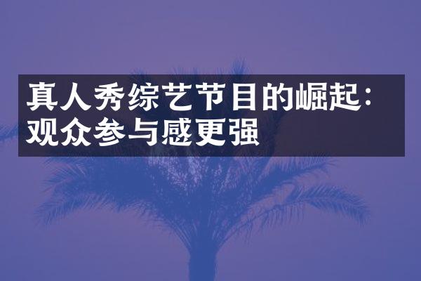 真人秀综艺节目的崛起：观众参与感更强