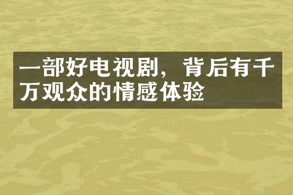 一部好电视剧，背后有千万观众的情感体验