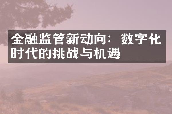 金融监管新动向：数字化时代的挑战与机遇